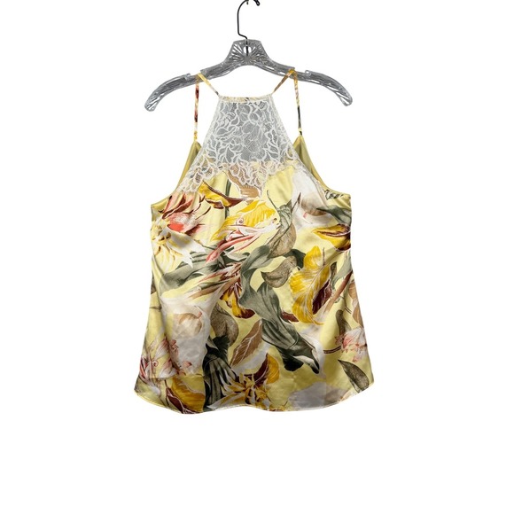 White House Black Market Floral Lace Back Lined Havana Cami Yellow Floral Size M - Picture 4 of 10